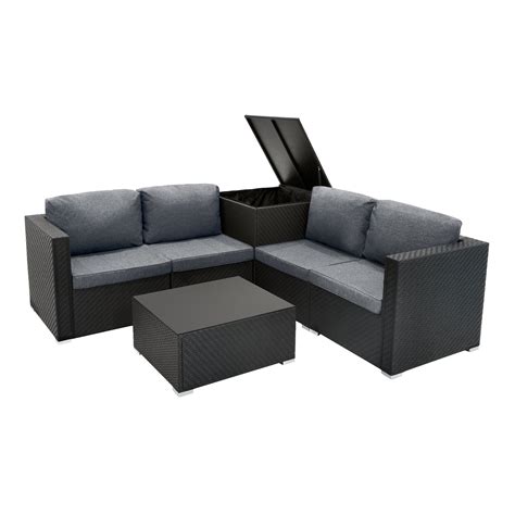 Garden Furniture | Rattan Modular 6 Piece Furniture Set – Black ...