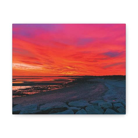 Northeastern Coastal Sunset High Quality Canvas Wall Art - Peaceful ...