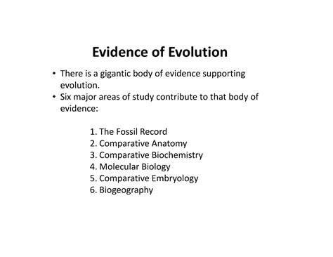 Evidence for Evolution Notes - Evidence of Evolution • There is a ...
