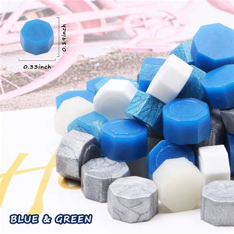 Buy Yholin 300pcs Wax Seal Beads Bulk, Blue & Green Mix Colors Octagon ...