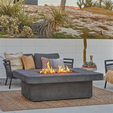 Hickory Bay 60 Inch Rectangular Steel Natural Gas Fire Pit Table in ...