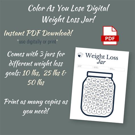 Digital Color as You Lose Weight Loss Jar - Etsy