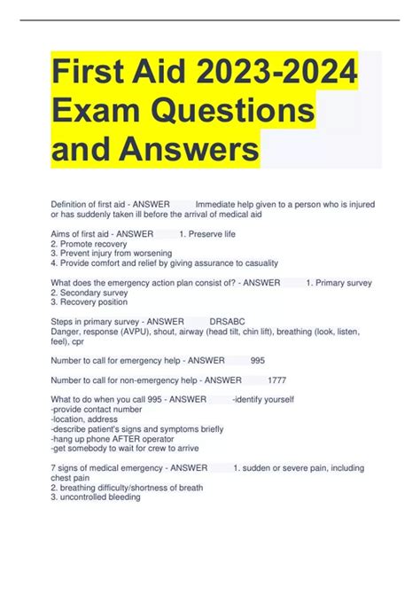 Image result for First Aid Exam Questions