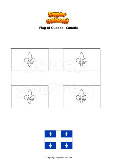 Coloring page Flag of Quebec Canada - Supercolored.com