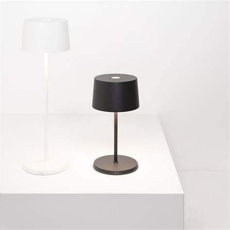 Zafferano Olivia mini 3K rechargeable table lamp grey | Lights.co.uk