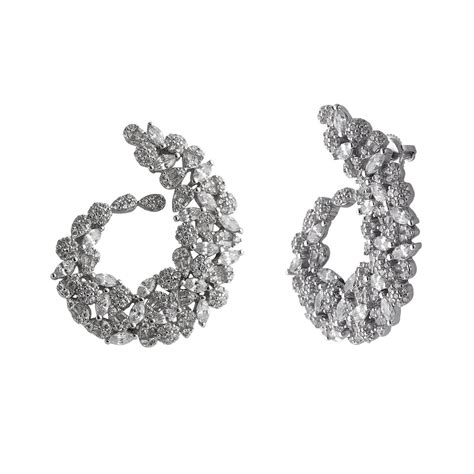 92.5 Pure Silver Earrings Paisley shape assorted Pear Round CZ White ...