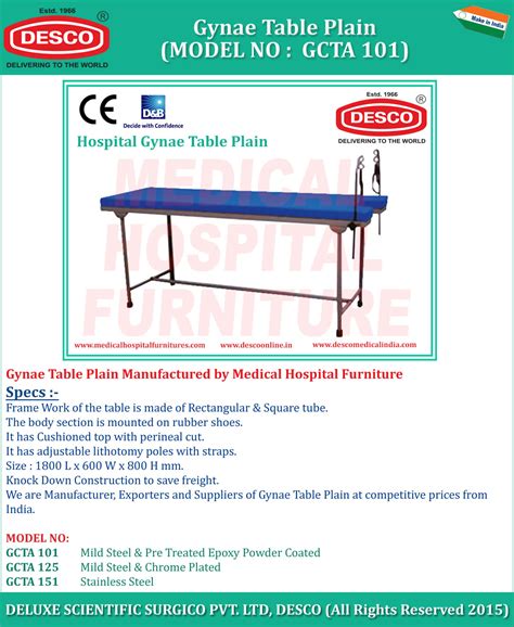 Plain Gynae Examination Tables India