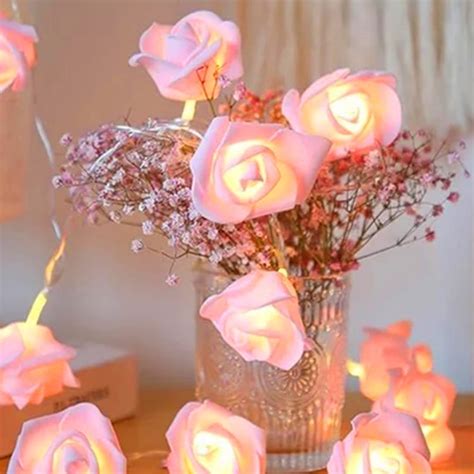 Buy HOMESAKE Rose Flower LED String Lights - 14 Bulbs from Homesake at ...