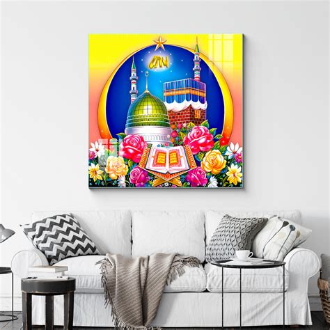 Frameless Beautiful Wall Painting for Home : Makka Madina Masjid Mural ...