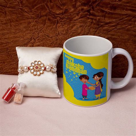 Buy OnlineHappy Raksha Bandhan Blue Mug & Rakhi Combo-Uncommongifts.in
