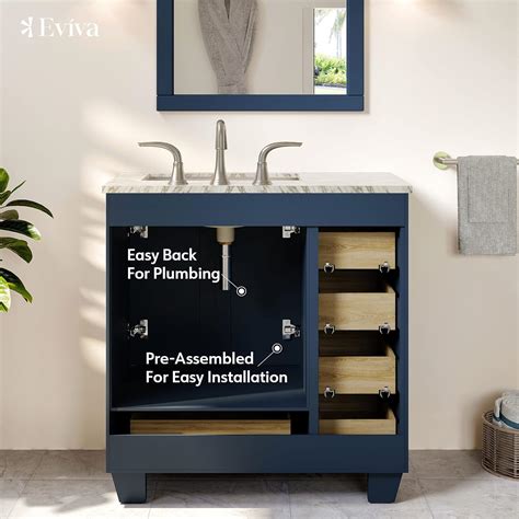 Buy Eviva Acclaim 30 inch Blue Transitional Bathroom Vanity with White ...