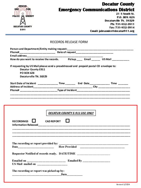 Fillable Online Decatur County Emergency Communications District ...