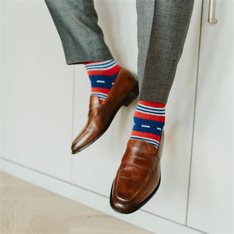 The Kennedys - A Royal Blue, Red, and White Striped Men's Dress Sock ...