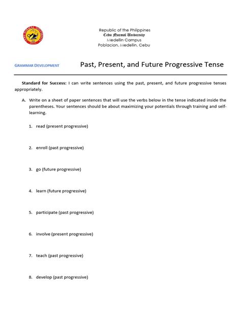 Future Progressive Tense Exercise .Pdf 的图像结果