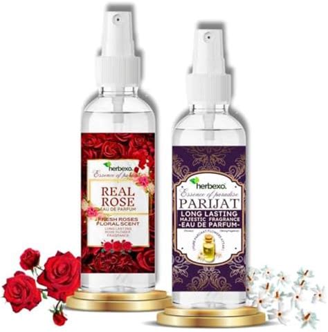 Buy Herbexo Floral Duo Perfume Set - Rose & Parijat (Harsingar) - Long ...