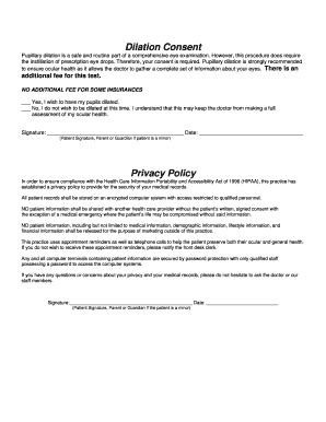 Dilation Consent Form - Blank Fillable Template | Fill Out, Print ...