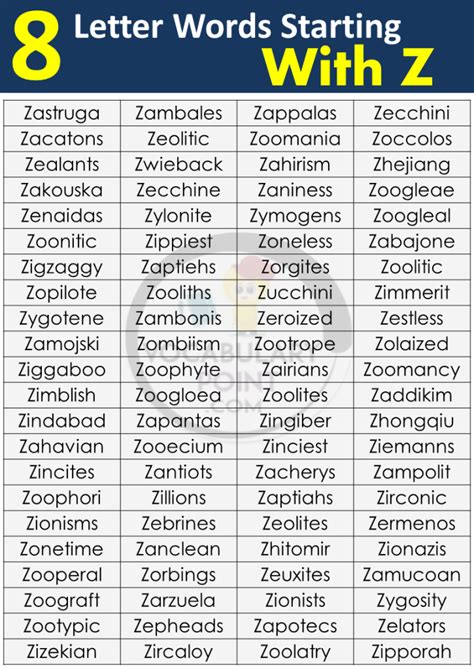 8 Letter Words Starting with Z - Vocabulary Point