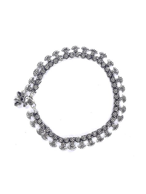 German Silver Plated Oxidised Anklets – Priyaasi