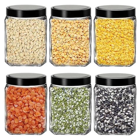 Buy Vency Piramal Glass Cubical Square 600ml Transparent Glass Jars ...