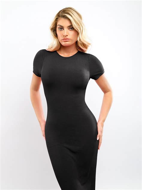The Shapewear Dress Mock Neck Modal Short Sleeve Maxi – Popilush®