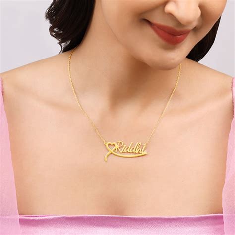 Buy Golden Personalised Name Heart Necklace at Best Price – GIVA Jewellery