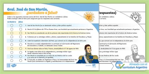 Gral. José de San Martín, ¿verdadero o falso? - Twinkl