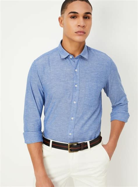 Buy Men Heathered Slim Fit Casual Shirt Online at just Rs. 999.0 ...