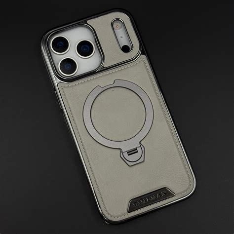 Leather Phone Case Cover with Metal Rotating Stand & MagSafe for iPhon ...