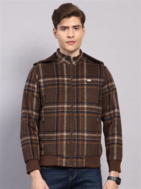 Buy Men Brown Solid Hooded Full Sleeve Jacket Online in India - Monte Carlo