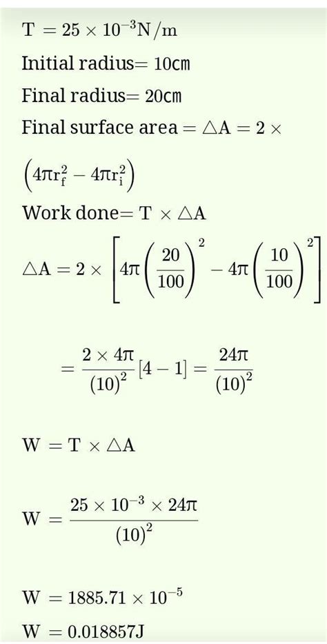 Calculate the work done in a blowing soap bubble of radius 4 cm against ...