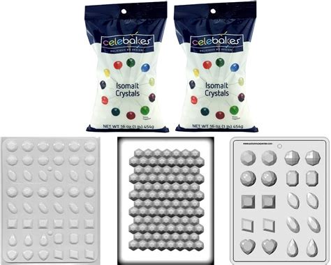 Isomalt Crystals with 3 Jewel Gem Molds - Large, Medium, and Break ...