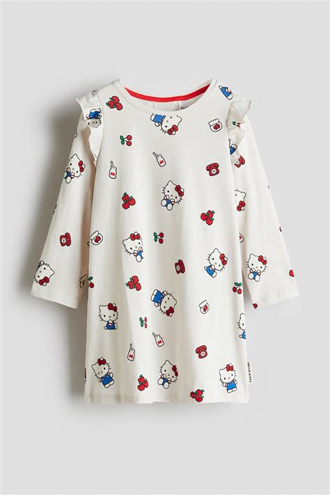 Printed cotton nightdress - White/Hello Kitty - Kids | H&M IN