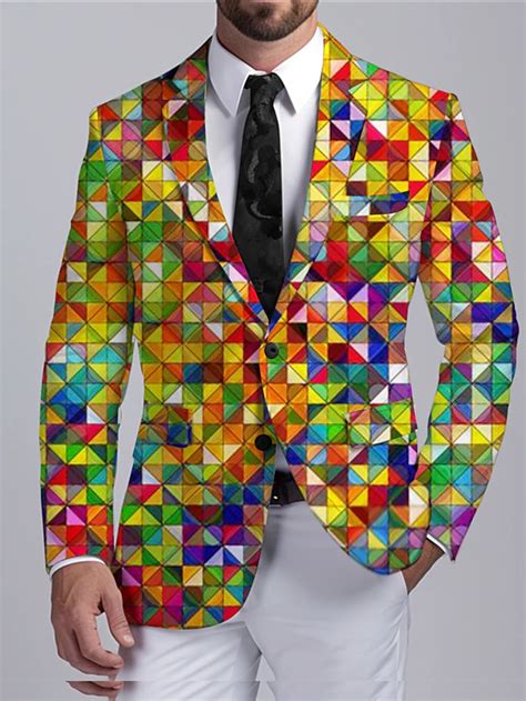 Men's Color Block Colorful Long Sleeve Turndown Business Abstract Work ...