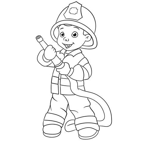 Fireman Clipart Black And White