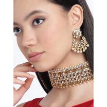 ZAVERI PEARLS Mesmerising Green Bridal Choker Jewellery Set For Women ...