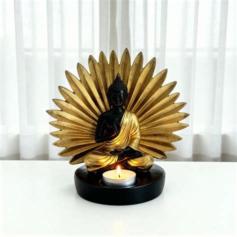 Golden Aura Buddha Tealight Holder | HOUSOPIA