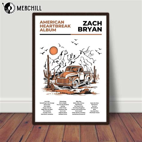 American HeartBreak Poster Zach Bryan Album Cover - Happy Place for ...