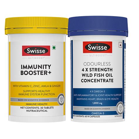 Swisse Ultiboost Immunity Booster+(30 Tab) & Swisse 4X Fish Oil Omega