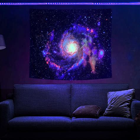Amazon.com: Psyhilar Blacklight Tapestry Glow in the Dark UV Space ...