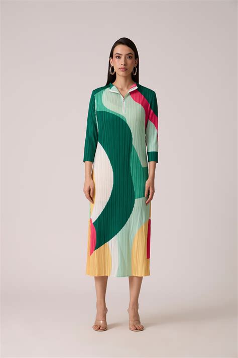 Buy Green Pleated Joni Dress - Scarlet Sage