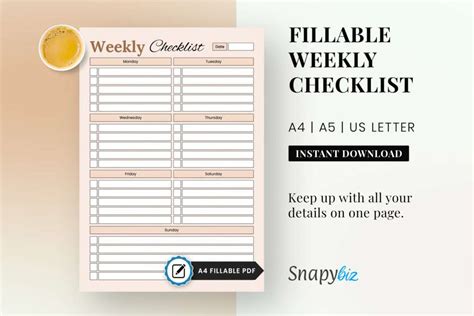 Free Printable Weekly Checklist 的图像结果