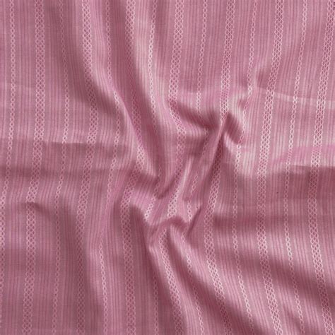 Pure Cotton Handloom Dusky Pink With All Over Self Design Stripes Wove ...