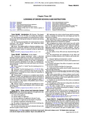 Fillable Online docs legis wisconsin Chapter Trans 105 - docs legis ...