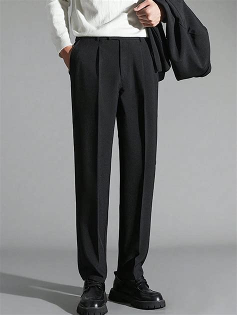 Men's Solid Color Pleated Slanted Pocket Casual Suit Pants | SHEIN USA