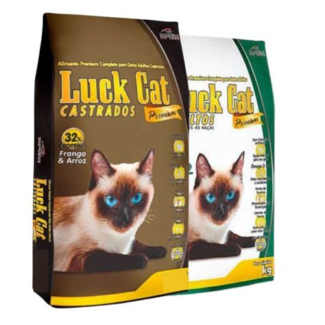 Ração Premium Gato Castrado Luck Cat 10,1kg Sabor Frango e Arroz ou Peixe - Escorrega o Preço