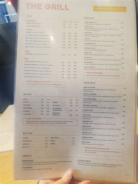 Menu at Fairpark Grill pub & bar, Tupelo