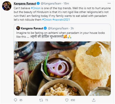 Kangana Ranaut hits back at trolls who slammed her for having onions in ...