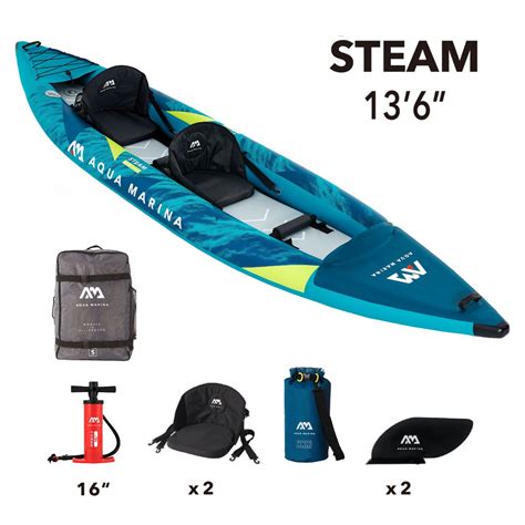 Двухместный надувной каяк Aqua Marina STEAM 412 см 13'6" / удобная ...