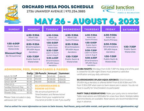 Orchard Mesa Pool Hours of Operation | Grand Junction, CO