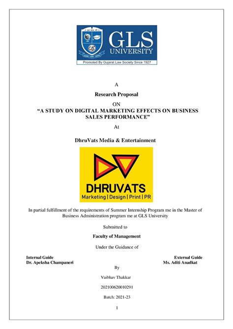 A Research Proposal Vaibhav Thakkar (20210062001 0291) - A Research ...